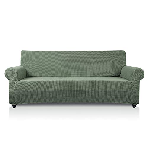 PETCUTE Sofaschoner elastisch sofabezug Sofa Schutz Abdeckung Couch sofaüberwurf sesselschoner 1 Sitzer Matcha grün von PETCUTE