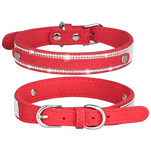 PETCUTE Stilvolle Hundehalsband,Verstellbarer Hundehalsband mit Strasssteinen,Weiches Wildleder,Atmungsaktiv Haustier Halsbänder,Katze Halsband,Hundehalsband Aus Bling Strass Für Kleine Mittlere Hunde von PETCUTE