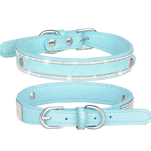 PETCUTE Stilvolle Hundehalsband,Verstellbarer Hundehalsband mit Strasssteinen,Weiches Wildleder,Atmungsaktiv Haustier Halsbänder,Katze Halsband,Hundehalsband Aus Bling Strass Für Kleine Mittlere Hunde von PETCUTE