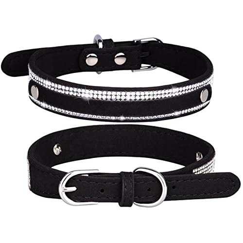 PETCUTE Stilvolle Hundehalsband,Verstellbarer Hundehalsband mit Strasssteinen,Weiches Wildleder,Atmungsaktiv Haustier Halsbänder,Katze Halsband,Hundehalsband Aus Bling Strass Für Kleine Mittlere Hunde von PETCUTE