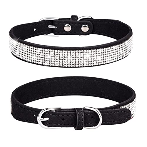 PETCUTE Stilvolle Hundehalsband,Verstellbarer Hundehalsband mit Strasssteinen,Weiches Wildleder,Atmungsaktiv Haustier Halsbänder,Katze Halsband,Hundehalsband Aus Bling Strass Für Kleine Mittlere Hunde von PETCUTE