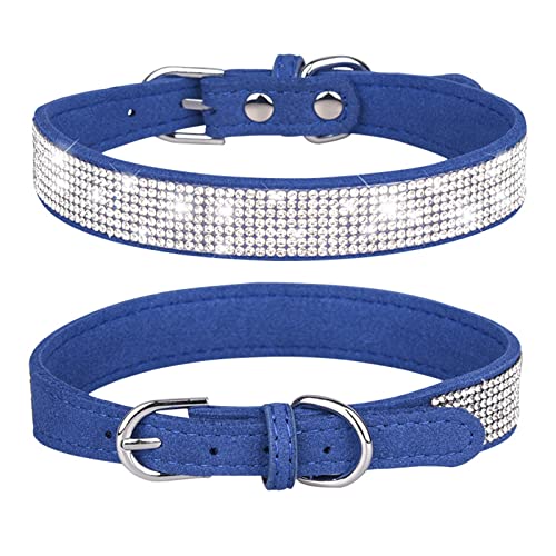 PETCUTE Stilvolle Hundehalsband,Verstellbarer Hundehalsband mit Strasssteinen,Weiches Wildleder,Atmungsaktiv Haustier Halsbänder,Katze Halsband,Hundehalsband Aus Bling Strass Für Kleine Mittlere Hunde von PETCUTE