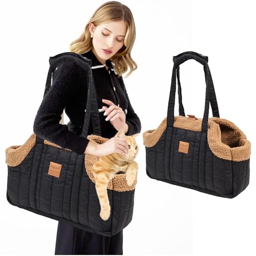 PETCUTE Tragetasche Hund und Katzen,Faltbare Warm Hundetragetasche Schultertasche mit Sicherheitshaken,Kopf heraus Welpentasche für Kleine Hunde Welpen Katzen von PETCUTE