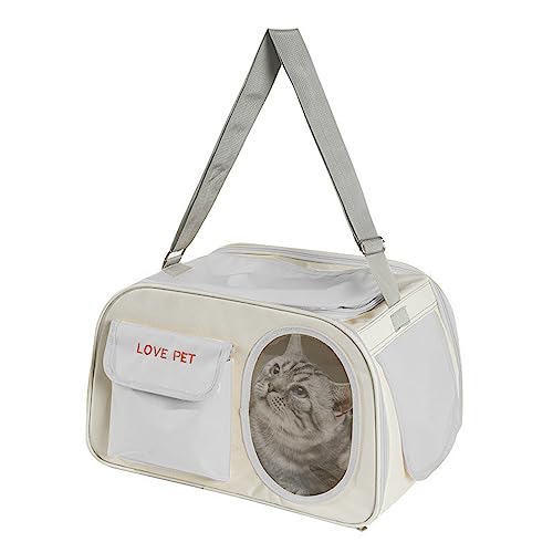 PETCUTE Transportbox für Hunde und Katzen,Atmungsaktiv Transporttasche für Katze Hunde bis 9 kg,Hundetragetasche Katzentransportbox mit Abnehmbare Weiche Matte,Sicherheitsleine,Schultergurt von PETCUTE