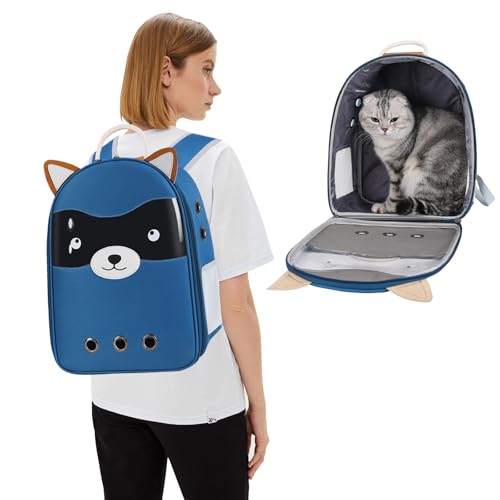 PETCUTE Verstellbarer Katzenrucksack Leichtgewichtiger Transportrucksack für Katzen/Hunde (7,5kg) – Atmungsaktives Mesh-Design mit abriebfestem Oxford-Stoff,zum Wandern von PETCUTE