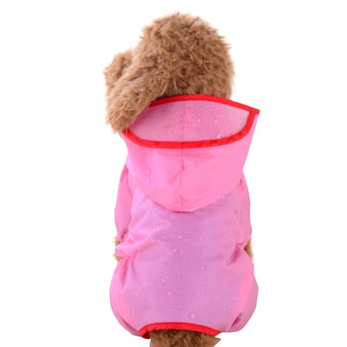 PETCUTE Wasserdichter Hund Regenmantel,Einstellbare Regenjacke mit Kapuze für Kleine, mittelgroße und große Hunde, Hundeponcho mit Elastische Manschetten und Traktionsloch,Rosa,S von PETCUTE