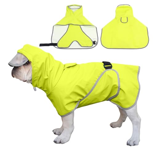 PETCUTE Wasserdichter Hunderegenmantel,Verstellbare Regenjacke Hund mit Transparenter Kapuze,Leinenlöchern,Winddicht und Leicht,Regenmantel Hund für Kleine, mittlere und große Hunde von PETCUTE