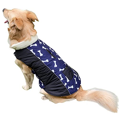 PETCUTE Wasserdichter Reversibel Hundemantel,Reflektierend Haustier Kleidung Wintermantel für Kleine Mittlere Große Hunde,Verstellbar Hundejacke,Warm Hund Mantel mit Gurtloch,Ideal für den Winter von PETCUTE