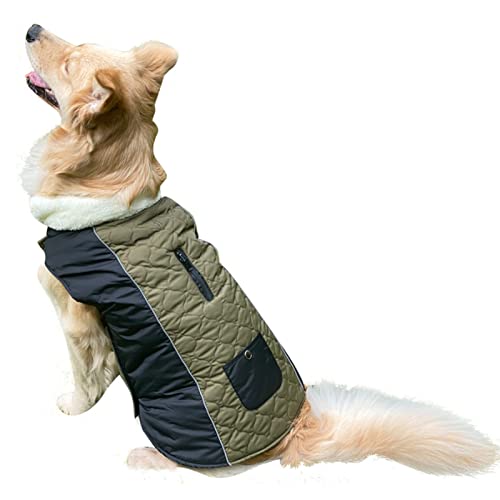 PETCUTE Wasserdichter Reversibel Hundemantel,Reflektierend Haustier Kleidung Wintermantel für Kleine Mittlere Große Hunde,Verstellbar Hundejacke,Warm Hund Mantel mit Gurtloch,Ideal für den Winter von PETCUTE