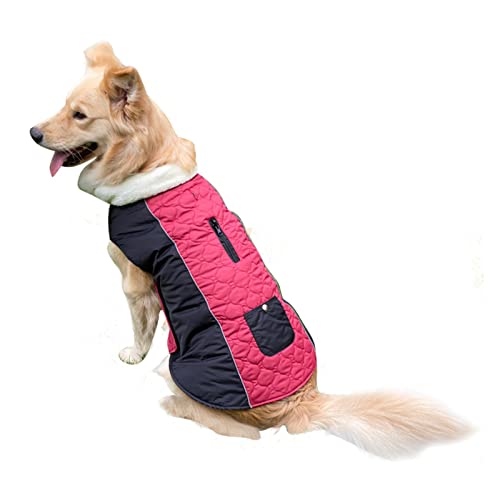 PETCUTE Wasserdichter Reversibel Hundemantel,Reflektierend Haustier Kleidung Wintermantel für Kleine Mittlere Große Hunde,Verstellbar Hundejacke,Warm Hund Mantel mit Gurtloch,Ideal für den Winter von PETCUTE