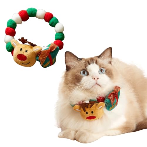 PETCUTE Weihnachten Katzehalsband, Weich Weihnachten Hundehalsband mit Weihnachtselch,Weihnachtssüßigkeiten, Weihnachten Haustier Halsband für Xmas Kostüm von Kätzen und Hündchen von PETCUTE