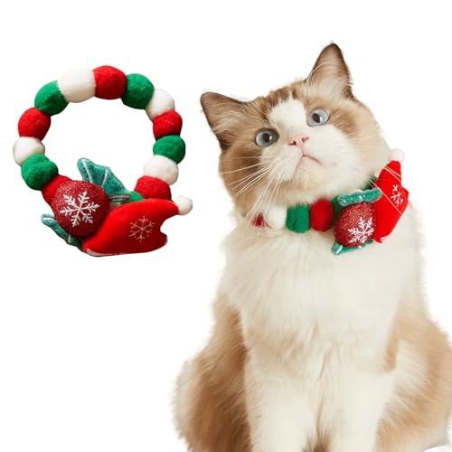 PETCUTE Weihnachten Katzehalsband, Weich Weihnachten Hundehalsband mit Weihnachtselch,Weihnachtssüßigkeiten, Weihnachten Haustier Halsband für Xmas Kostüm von Kätzen und Hündchen von PETCUTE