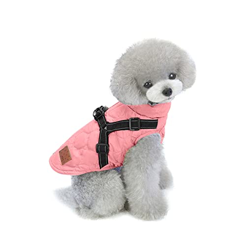 PETCUTE Winter Hundemantel mit Hundegeschirr,Reflektierend Hundejacke für Kleine Mittlere Große Hunde,Verstellbar Windabweisender Hundejacke,Winddichte Hund Wintermantel,Ideal für den Winter von PETCUTE