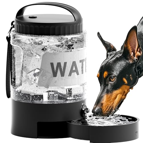 Wassernapfspender für Hunde, tragbar, 2,778 ml, Reise-Wassernapf für Hunde, Reise-Wasserflasche für Camping, verbesserte große Haustier-Wasserflasche, Reise-Wassernapf, BPA-frei von PETDOTT