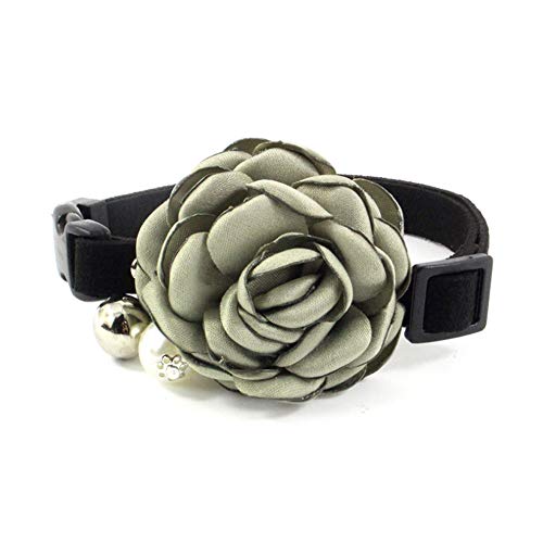 PETFAVORITES Everflowering Rose Blume Katze Hund Halsband Fliege Wildleder Welpen Halskette mit Glöckchen Chihuahua Yorkie Mädchen Kleidung Kostüm Outfits Zubehör Verstellbar und Handgefertigt von PETFAVORITES