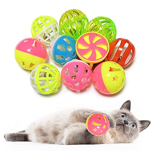 PETFAVORITES Katzen-Katzen-Bälle, Spielzeug, 6 Stile für Indoor-Katzen – Kunststoff-Gitter-Katzenbälle mit Glocken, Kätzchen-Rasselspielzeug, Geschenkbox und 3,8 cm von PETFAVORITES