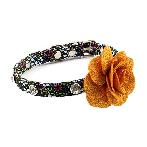 PETFAVORITES Strass Hundehalsband, Kristall Hund Geburtstag Schmuck, Bling Katze Halsband mit Blume Charm, Kätzchen Teetasse Welpe Spielzeug Yorkie Chihuahua Kleidung Kostüm Zubehör (Muster D, Größe M) von PETFAVORITES