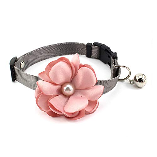 PetFavorites Geranien Blume Katze Hund Halsband Fliege Nylon Welpen Halskette mit Perle Glocke Chihuahua Yorkie Kleidung Kostüm Outfits Zubehör Verstellbar und Handgemacht (Rosa, Größe XS) von PETFAVORITES