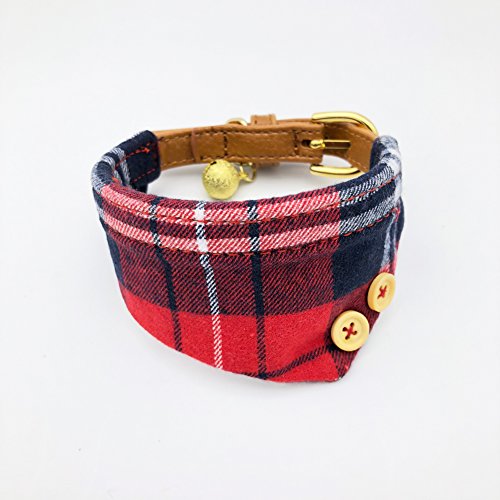 PetFavorites Halsband für kleine Hunde und Katzen, mit Fliege und Glöckchen, kariert, Halstuchband für Welpen, Kätzchen, Teetasse, Yorkie, Chihuahua, Halsgröße: 22.9–27.9 cm, verstellbare Schnalle von PETFAVORITES