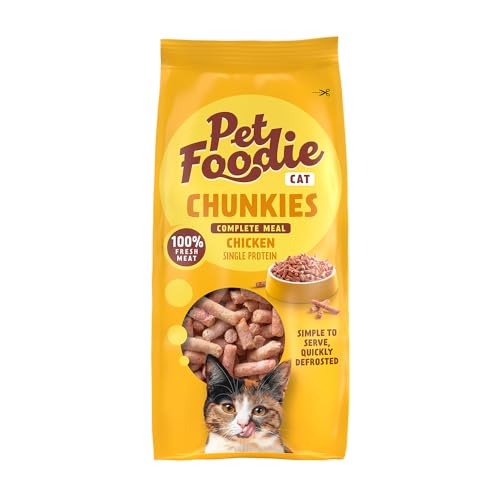 PetFoodie Chunkies Huhn für Katzen - 100% Frischfleisch & natürlich, ohne künstliche Farb- & Aromastoffe, ohne Konservierungsstoffe, glutenfrei, einfach zu servieren, für alle Katzen, 10x300g TK-Ware von PETFOODIE