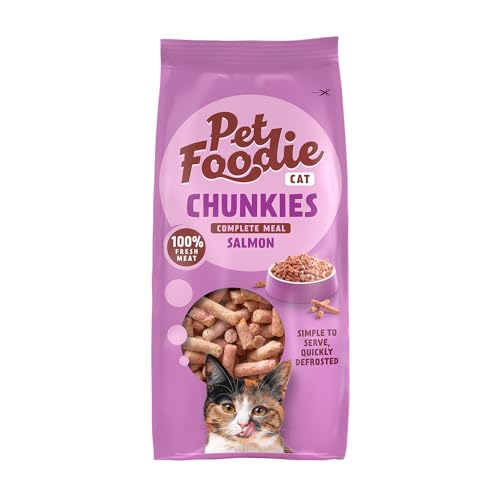 PetFoodie Chunkies Lachs für Katzen - 100% Frischfleisch & natürlich, ohne künstliche Farb- & Aromastoffe, ohne Konservierungsstoffe, glutenfrei, einfach zu servieren, für alle Katzen, 10x300g TK-Ware von PETFOODIE