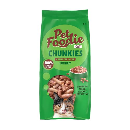 PetFoodie Chunkies Pute für Katzen - 100% Frischfleisch & natürlich, ohne künstliche Farb- & Aromastoffe, ohne Konservierungsstoffe, glutenfrei, einfach zu servieren, für alle Katzen, 10x300g TK-Ware von PETFOODIE