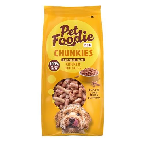 PetFoodie gefrorenes Frischfleisch für Hunde - Chunkies Huhn - Tiefkühlfutter, Hundefutter - Single Protein, natürlich, glutenfrei, ohne Konservierungsstoffe & künstliche Farb- & Aromastoffe, 6x500g von PETFOODIE