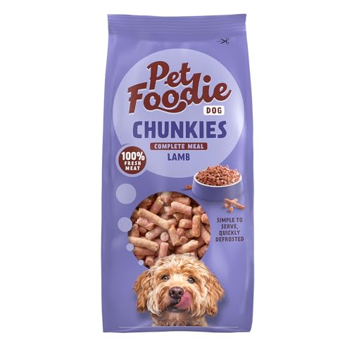 PetFoodie gefrorenes Frischfleisch für Hunde - Chunkies Lamm - Tiefkühlfutter, Hundefutter - natürlich, glutenfrei, ohne Konservierungsstoffe & künstliche Farb- & Aromastoffe, 6x500g von PETFOODIE