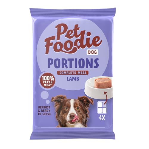 PetFoodie gefrorenes Frischfleisch für Hunde - Portions Lamm - Tiefkühlfutter für kleine & mittelgroße Hunde - glutenfrei, ohne künstliche Farb-& Aromastoffe, einfach & schnell zu servieren, 14x 4x60g von PETFOODIE