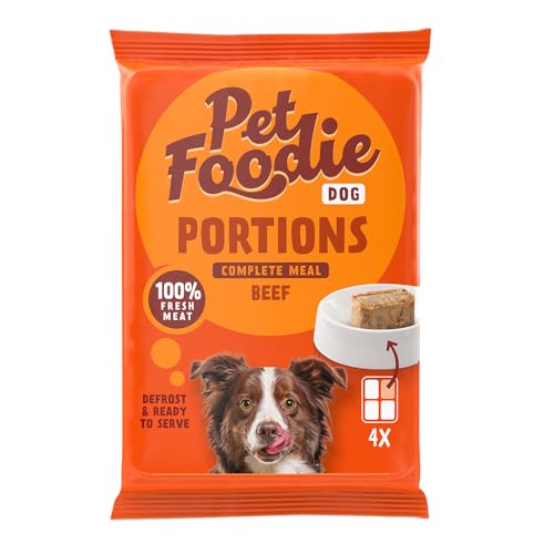 PetFoodie gefrorenes Frischfleisch für Hunde - Portions Rind - Tiefkühlfutter für kleine & mittelgroße Hunde - glutenfrei, ohne künstliche Farb-& Aromastoffe, einfach & schnell zu servieren, 14x 4x60g von PETFOODIE