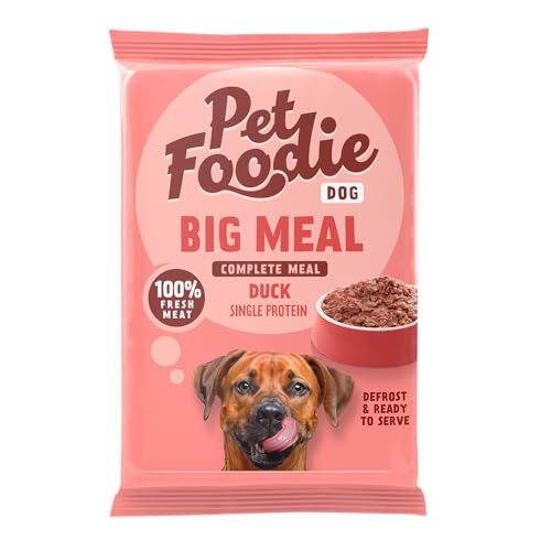 PetFoodie gefrorenes Frischfleisch für große Hunde - Big Meal Ente – Tiefkühlfutter, Hundefutter - Single Protein, natürlich, ohne Konservierungsstoffe, künstliche Farb- & Aromastoffe, 8x400g von PETFOODIE