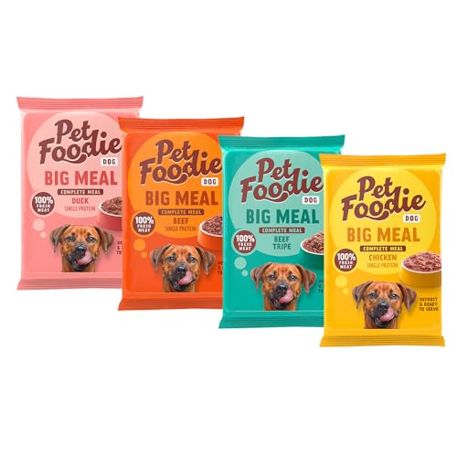 PetFoodie gefrorenes Frischfleisch für große Hunde - Big Meal Rind, Rinderpansen, Huhn, Ente – Tiefkühlfutter, Hundefutter, natürlich, ohne Konservierungsstoffe, künstliche Farb- & Aromastoffe, 4x400g von PETFOODIE