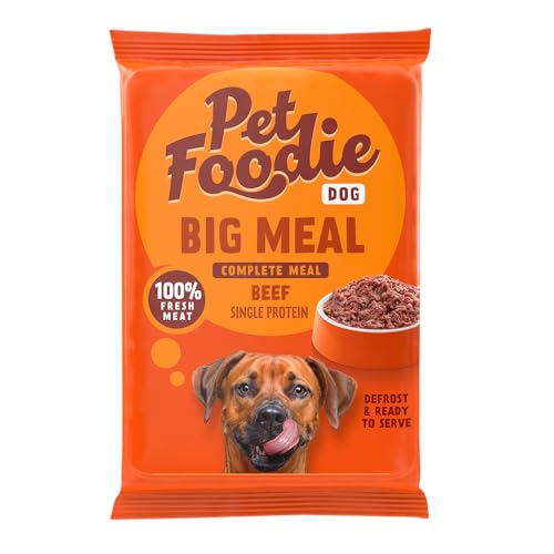 PetFoodie gefrorenes Frischfleisch für große Hunde - Big Meal Rind – Tiefkühlfutter, Hundefutter, Single Protein, natürlich, ohne Konservierungsstoffe, künstliche Farb- & Aromastoffe, 8x400g von PETFOODIE