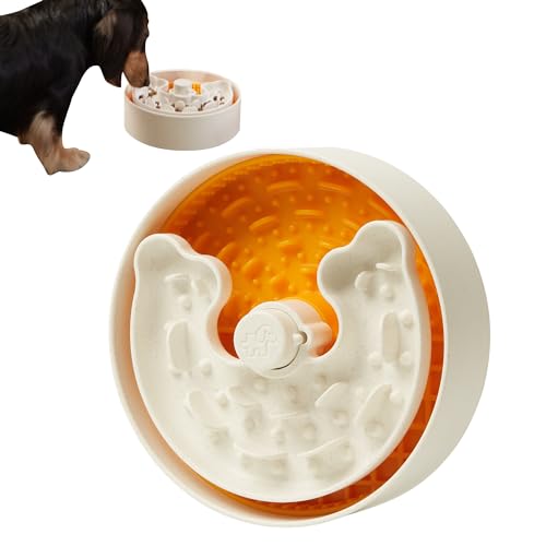 Anti-Schling Napf Hund - Puzzle Feeder Bowl für Trocken-, Nass- und Rohfutter,Hunde-Futterpuzzle für Gesunde & Spaßige Mahlzeiten,Perfekt für Kleine Hunde & Welpen,Orange (Klein) von PETFUTURE