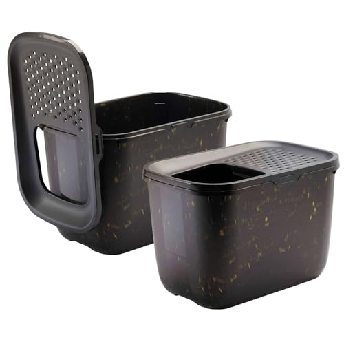 2er Sparpack Katzentoilette HOP IN Einstieg von Oben Schwarz-Marmor-Gold von PETGARD