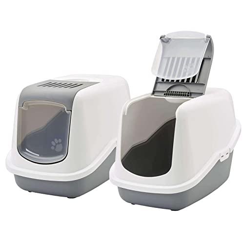 2er Sparpack Katzentoilette Katzenklo Haubentoilette NESTOR weiss-grau von PETGARD