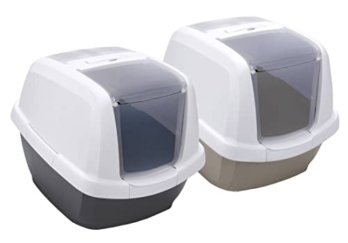 2er Sparpack Katzentoilette Katzenklo Haubentoilette Weiss-grau + Weiss-schwarz von PETGARD