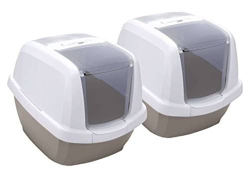 2er Sparpack Katzentoilette Katzenklo Haubentoilette Weiss-grau von PETGARD