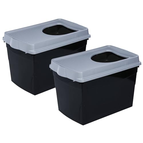 2er Sparpack Katzentoilette Katzenklo mit Einstieg von Oben schwarz-grau 60 x 38,5 x 40 cm von PETGARD