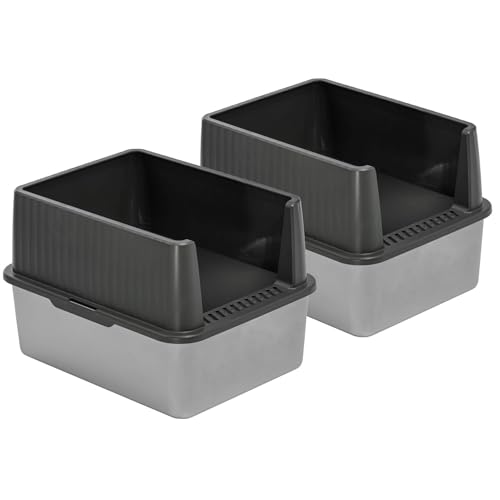 2er Sparpack Katzentoilette mit Edelstahlwanne und Rand 44 x 34 x 30 cm Grau-Silber inkl. Schaufel von PETGARD