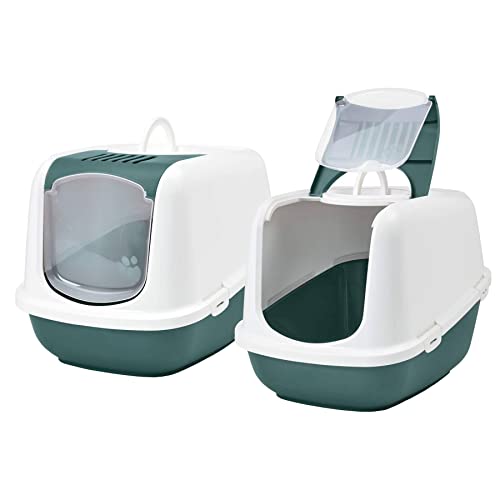 2er Sparpack XXL Katzentoilette Nestor Jumbo Weiss-dunkelgrün von PETGARD