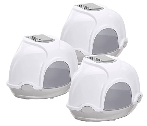 3er Sparpack Katzentoilette Katzenklo Ecktoilette mit Haube von PETGARD