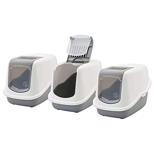 3er Sparpack Katzentoilette Katzenklo Haubentoilette Nestor Weiss-grau von PETGARD