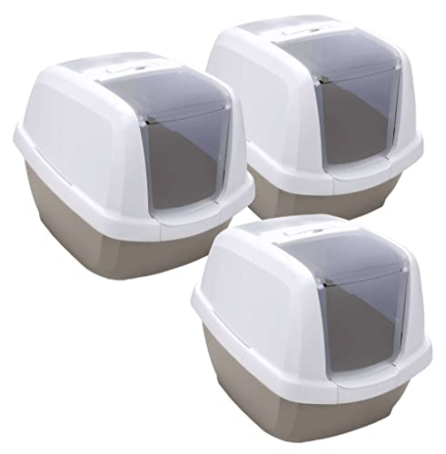 3er Sparpack Katzentoilette Katzenklo Haubentoilette Weiss-grau von PETGARD