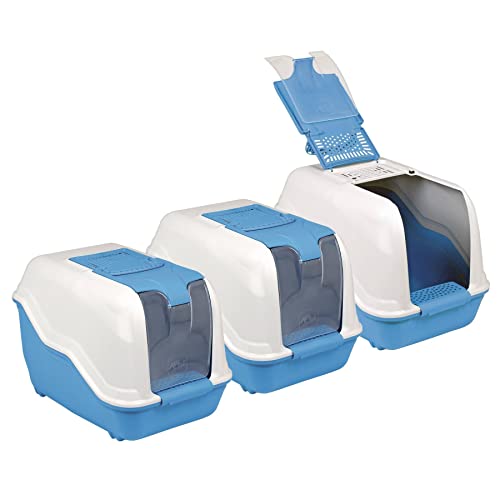 3er Sparpack XXL Katzentoilette Netta Maxi Weiss-blau von PETGARD