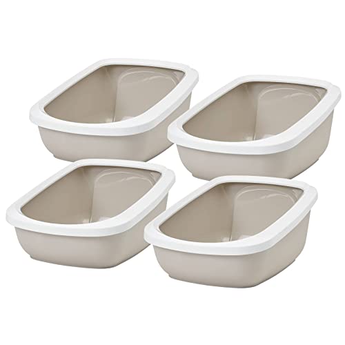 4er Sparpack Katzentoilette Katzenklo mit Rand ASEO Jumbo Weiss-beige von PETGARD