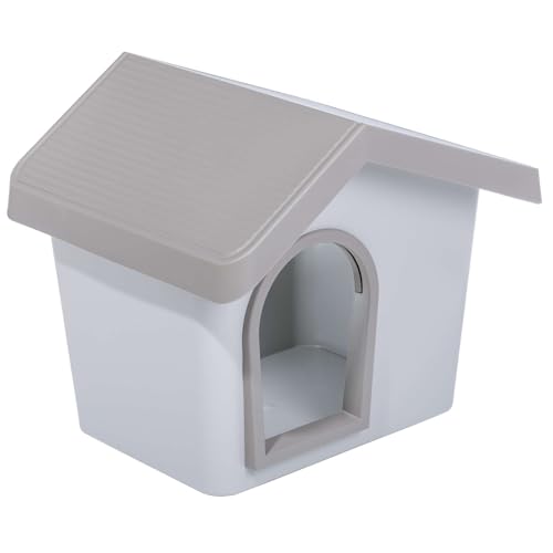 Hunde- und Katzenhaus Hundehütte aus Kunststoff 53 x 45 x 47 cm Beige-Grau von PETGARD