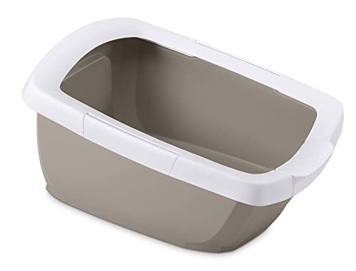 Katzentoilette Katzenklo Schalentoilette mit abnehmbarem Rand Weiss-grau 65 x 47 x 33 cm von PETGARD