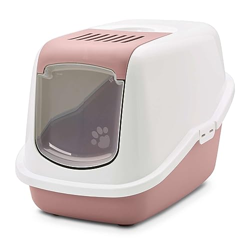 Moderne Katzentoilette Katzenklo Haubentoilette NESTOR weiss-rosa 56 x 39 x 38,5 cm von PETGARD