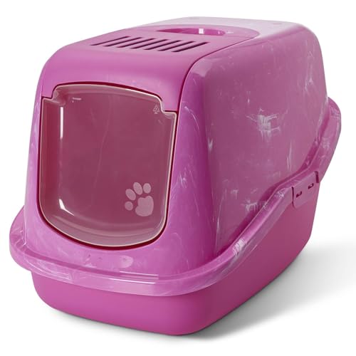 Moderne Katzentoilette Katzenklo Haubentoilette Nestor pink-marmor 56 x 39 x 38,5 cm von PETGARD